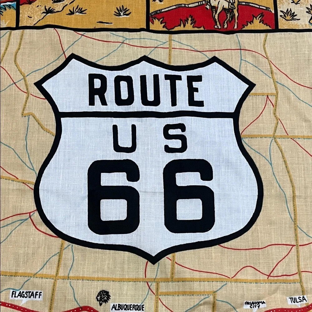 Vintage Route US 66 Map Bandana Scarf - Turquoise - Picture 7 of 11